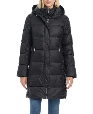 Vince Camuto Women's Single-Breasted Cire Mid-Length Fitted Puffer Coat