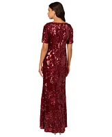 Adrianna Papell Women's Square-Neck Sequin Gown