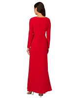 Adrianna Papell Women's Surplice-Neck Long-Sleeve Ruffle Gown