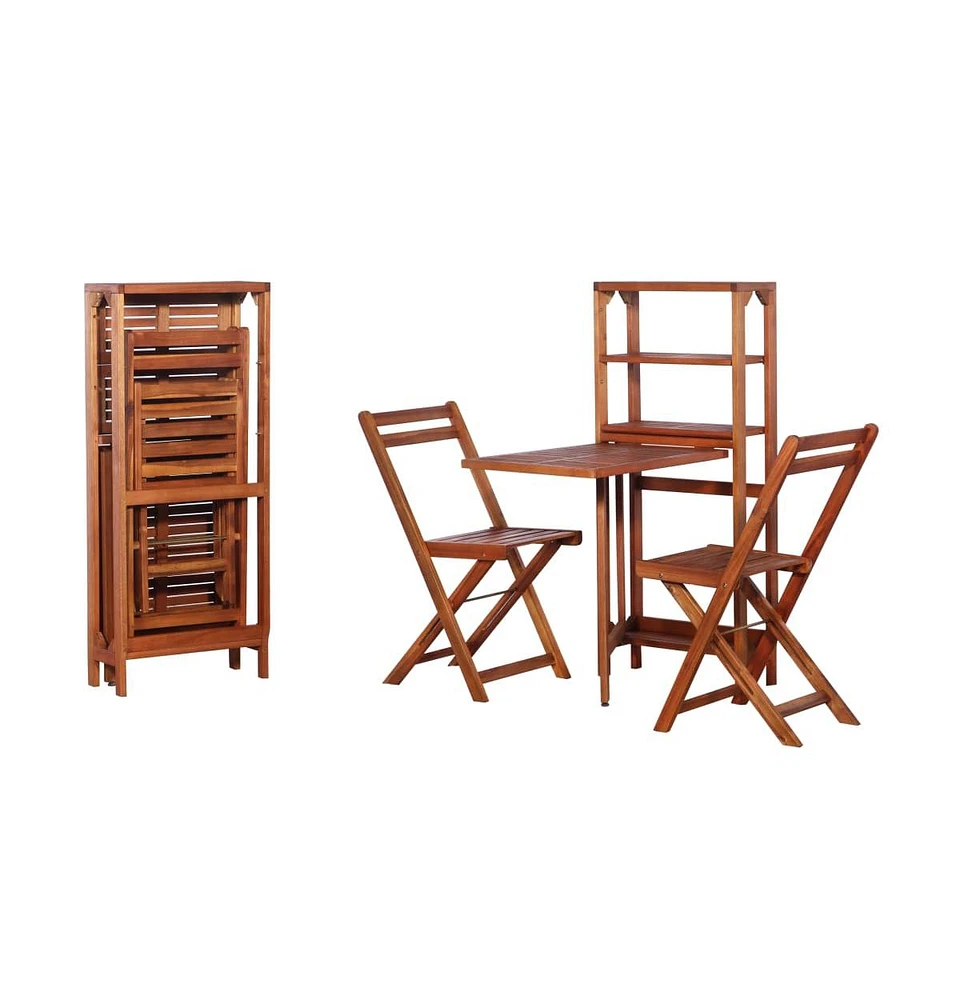 vidaXL 3 Piece Folding Bistro Set Solid Acacia Wood