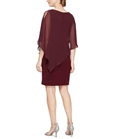 Sl Fashions Women's Chiffon-Cape-Sleeve Sheath Dress