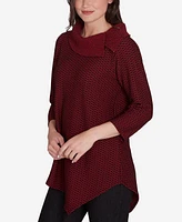 Ruby Rd. Petite Split Cowl Neck Textured Herringbone Jacquard Knit Top