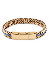 Rhona Sutton Gold Brown/Blue Cord with Chain Stainless Steel Bracelet