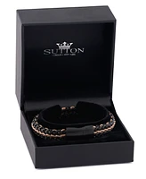 Rhona Sutton Gunmetal Brown Cord with Chain Stainless Steel Bracelet