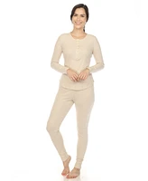 White Mark Women's Waffle Pajama Set