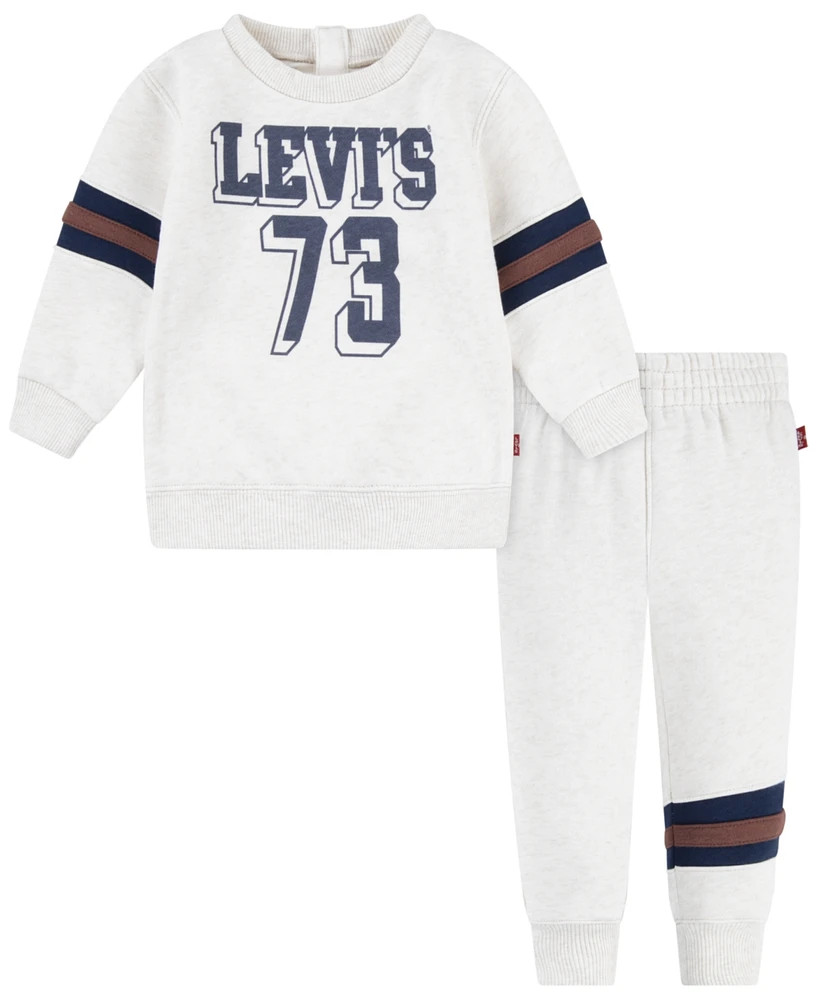 Levi's Baby Boys Varsity Crewneck Sweatshirt and Joggers, 2-Piece Set