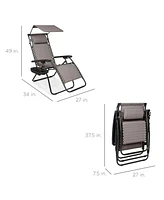 Best Choice Products Folding Zero Gravity Recliner Patio Lounge Chair w/ Canopy Shade, Headrest