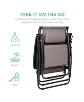 Best Choice Products Folding Zero Gravity Recliner Patio Lounge Chair w/ Canopy Shade, Headrest
