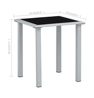 vidaXL Patio Table Black and Silver 16.1"x16.1"x17.7" Steel and Glass