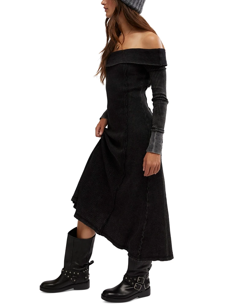 Free People Women's Monty Off-The-Shoulder Cotton Midi Dress