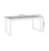 vidaXL Patio Table with U-shaped Legs 70.9"x35.4"x29.5" Solid Wood Acacia