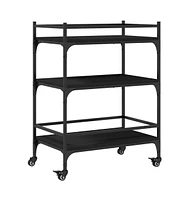 vidaXL Kitchen Trolley Black 25.6"x15.7"x34.1" Engineered Wood