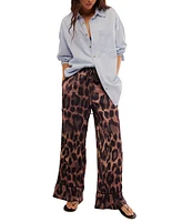 Free People Women's All Out Satin Leopard-Print Pants