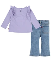 Levi's Baby Girls Graphic Tee and Flare Jean, 2-Piece Set