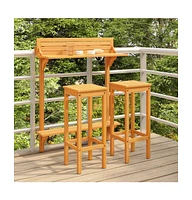 vidaXL 3 Piece Balcony Bar Set Solid Acacia Wood