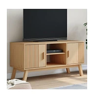 vidaXL Tv Stand Olden Brown 44.9"x16.9"x22.4" Solid Wood Pine