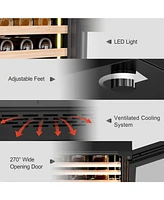 Jinjunye 24Inch Wine Cooler Refrigerator, 52 Bottle Wine Fridge Digital Temperature Control, Built-in or Freestanding Wine Cellar for Red, White, Cham