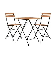 vidaXL 3 Piece Folding Bistro Set Solid Wood Teak and Steel