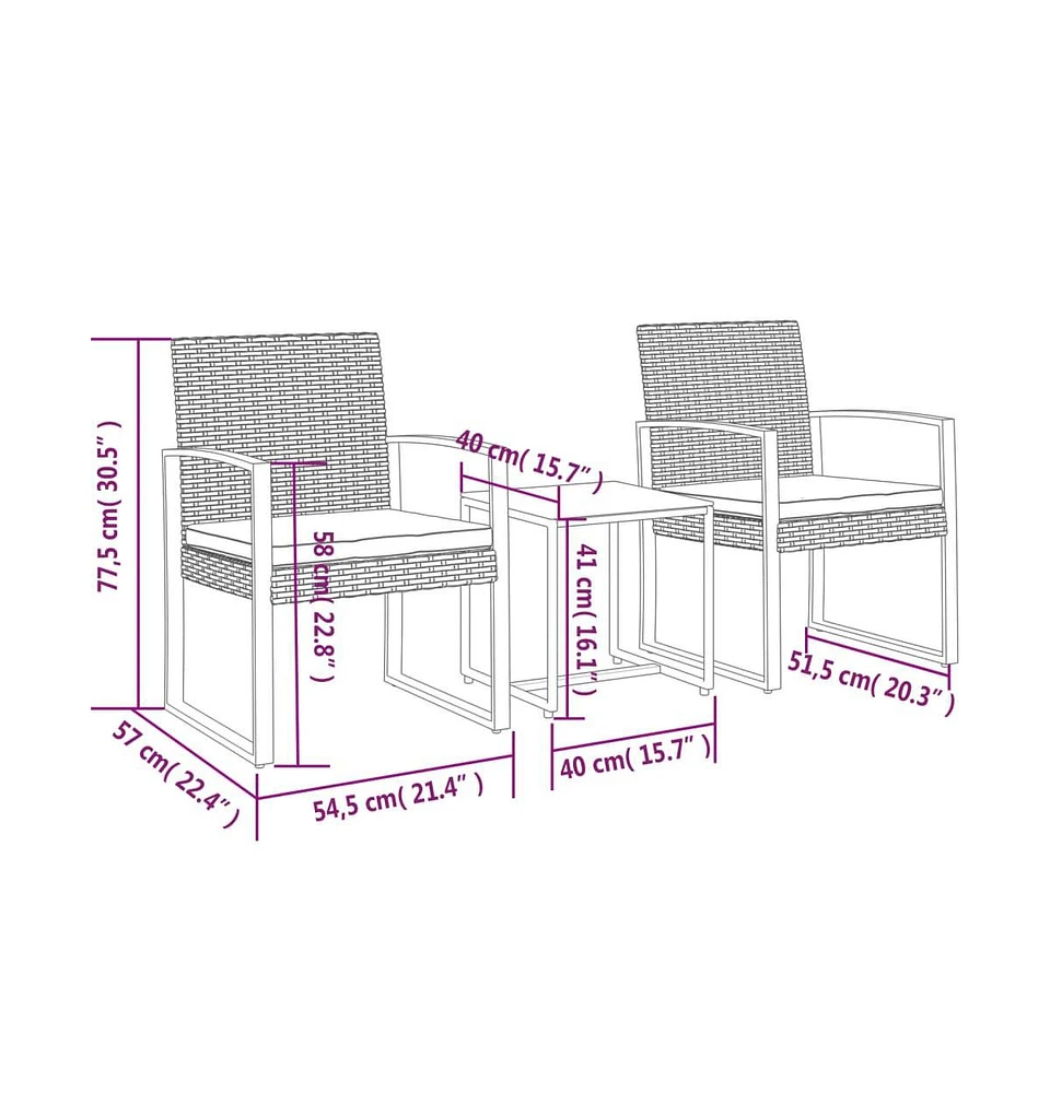 vidaXL piece Patio Dining Set with Cushions Pp Rattan