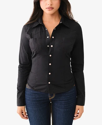 True Religion Women's Contour Western Poplin Shirt