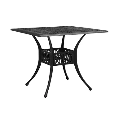 vidaXL Patio Table Black 35.4"x35.4"x28.7" Cast Aluminum