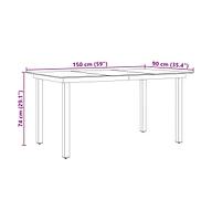 vidaXL Patio Table Black 59.1"x35.4"x29.1" Aluminum and Glass