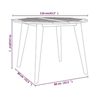 vidaXL Patio Table 43.3"x29.5" Solid Wood Acacia