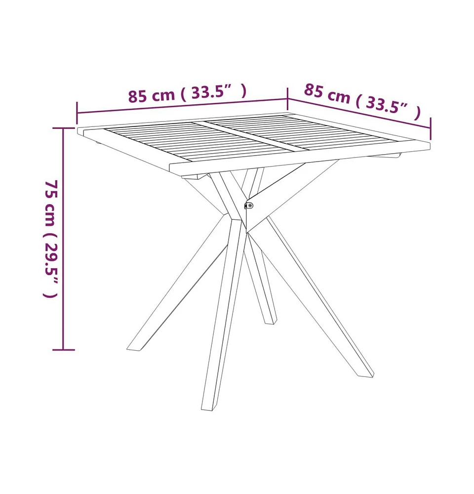 vidaXL Patio Table 33.5"x33.5"x29.5" Solid Wood Acacia