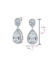 Bling Jewelry Classic Statement 7CT Cz Large Pear Shaped Cubic Zirconia Pave Halo Teardrop Chandelier Dangle Earrings For Women smaid