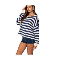 Edikted Women's Anney Oversized Striped Sweater - Blue-and