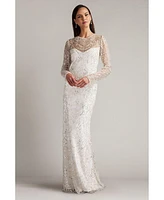 Tadashi Shoji Women's Keziah Embellished Illusion Bridal Gown