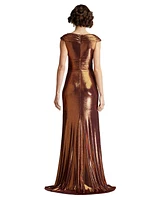 Tadashi Shoji Women's Houghton Metallic Crisscross Draped Gown