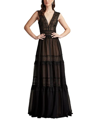 Tadashi Shoji Women's Shiva Tiered Embroidered Tulle Gown