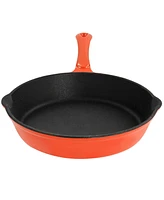 Megachef Enameled Round 8 Inch PreSeasoned Cast Iron Frying Pan Orange