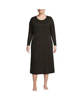 Lands' End Plus Cotton Long Sleeve Midcalf Nightgown