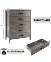 Sugift Modern 5-Drawer Multipurpose Chest Dresser with Metal Handles