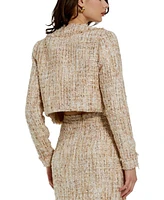 Mac Duggal Women's Long Sleeve Cropped Boucle Jacket