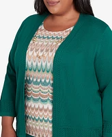 Alfred Dunner Plus Emerald Isle Biadere Two One Sweater