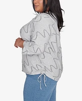 Alfred Dunner Plus Casual Fridays Diagonal Textured Crew Neck Top