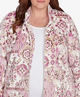 Alfred Dunner Plus Telluride Fuzzy Medallion Print Jacket