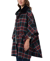 Jones New York Women's Plaid-Print Faux-Fur Collar Poncho