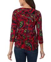 Jones New York Women's Paisley-Print 3/4-Sleeve Top