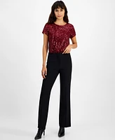 Bar Iii Women's High Rise Straight-Leg Pants, Created for Macy's