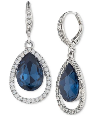 Givenchy Silver-Tone Pave & Color Crystal Drop Earrings