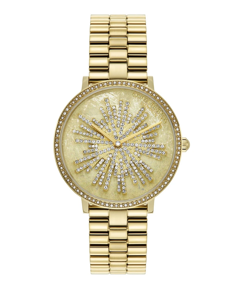 Olivia Burton Women's Ice Burst Gold-Tone Stainless Steel Bracelet Watch 35mm