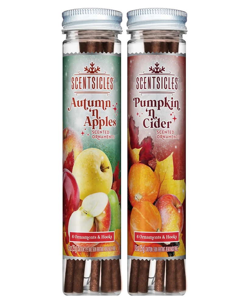 National Tree Company Scentsicles Scented Ornaments, 6 Count Bottles, Autumn 'n Apples and Pumpkin 'n Cider- 2 Pack