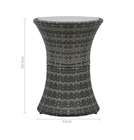 vidaXL Patio Side Table Drum Shape Gray Poly Rattan