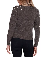 Belldini Women's Black Label Embellished Drop-Shoulder Sweater