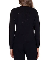 Belldini Women's Black Label Chain Detail Open-Front Cardigan Sweater