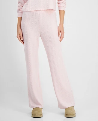 Hippie Rose Juniors' Dream Fleece Cable-Knit Pants